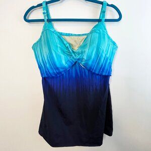 Miraclesuit TWILIGHT BLUE Belle Trois Myrra Bra Tankini Swim Top, US 16